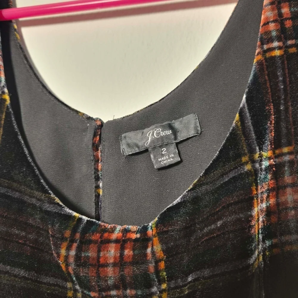 J Crew Tartan Plaid Velvet Velour Academia EGirl Whimsy Gothabilly Tank Top US 2 - Picture 7 of 9